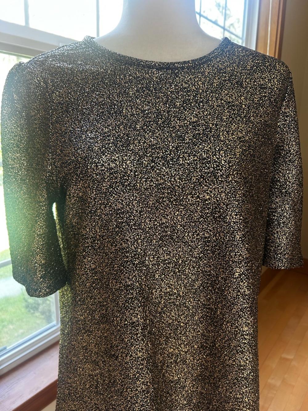 NWT Micheal Kors Sparkling Gold Metallic Blouse, zip back